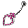 Trendy Heart Silver Belly Ring - Sparkling SS Banana Bar Navel Jewelry