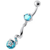 Sparkling Star Belly Ring: 316L Steel & Sterling Silver with Zirconia Charm