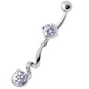 Sparkling Star Belly Ring: 316L Steel & Sterling Silver with Zirconia Charm