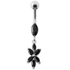 Trendy Sterling Silver Flower Belly Ring - Elegant Body Jewelry!