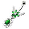 Enchanting Floral Wings Belly Ring - 316L Steel & Sterling Silver Elegance