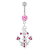 Sparkling Jeweled Anchor Belly Ring – Trendy 316L Steel with CZ Charm