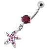 Trendy Jeweled Silver Star Belly Ring - Surgical Steel & Sterling Charm!