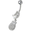 Elegant Jeweled Belly Ring - 14g Surgical Steel & Sterling Silver Charm