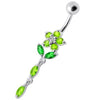 Trendy Jeweled Flower Belly Ring - Stylish 14g Surgical Steel Navel Jewelry