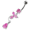 Chic Sterling Silver Flower Jeweled Belly Ring - Trendy Body Jewelry