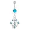 Sparkling Jeweled Anchor Belly Ring – Trendy 316L Steel with CZ Charm