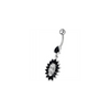 Sparkling Jeweled Flower Banana Bar Belly Ring - Trendy Body Jewelry