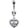 Trendy Jeweled Heart-Shaped Silver Belly Ring – Dazzle Your Style!