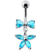 Elegant Jeweled Butterfly Belly Ring - Surgical Steel & Sterling Silver Charm