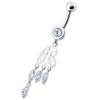 Trendy Heart Dangling Banana Belly Ring - Sterling Silver & Surgical Steel