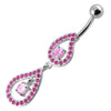 Trendy Pear-Shaped Jeweled Belly Ring - Stylish 14g Surgical Steel!