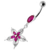 Glittering Star Silver Belly Ring - Surgical Steel & Sterling Silver Charm