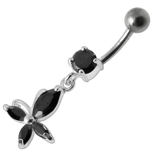 Elegant Jeweled Flower Belly Ring: Trendy 14g Surgical Steel Body Jewelry