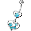 Trendy Jeweled Heart Belly Ring - Stylish 14g Sterling Silver & Steel Design