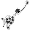 Trendy Silver Jeweled Butterfly Belly Ring - Elegant 14g Design!