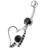 Trendy Jeweled Heart Belly Ring - Stunning 316L Steel & Sterling Silver Charm