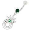 Sparkling Crown Charm Belly Ring - 316L Steel & 925 Silver Elegance