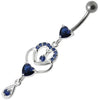 Trendy Jeweled Heart Banana Bar Belly Ring - Stylish Body Jewelry