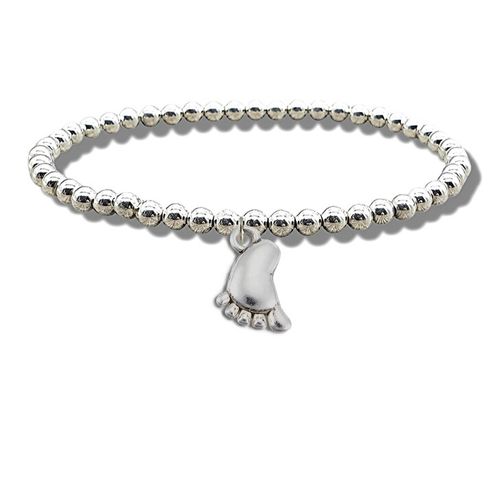 Baby Foot Silver Beaded Bracelet