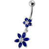 Chic Floral Dangle Belly Ring - 316L Steel & Sterling Silver Elegance!