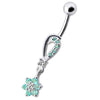 Trendy Jeweled Flower Belly Ring - Stunning Silver & Surgical Steel Design!