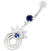 Sparkling Crown Charm Belly Ring - 316L Steel & 925 Silver Elegance