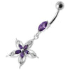 Glittering Star Silver Belly Ring - Surgical Steel & Sterling Silver Charm