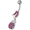 Elegant Jeweled Belly Ring - 14g Surgical Steel & Sterling Silver Charm