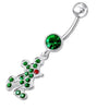 Trendy CZ Silver Belly Ring: Dazzling Dangling Navel Jewelry for Chic Style