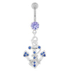 Sparkling Jeweled Anchor Belly Ring – Trendy 316L Steel with CZ Charm