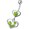 Trendy Jeweled Heart Belly Ring - Stylish 14g Sterling Silver & Steel Design