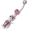 Trendy Jeweled Cat Belly Ring - Dazzling Sterling Silver Charm!