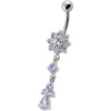 Radiant Jeweled Flower Belly Ring - Stylish 14g Curved Bar for Trendy Shoppers