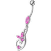 Sparkling Sterling Silver Belly Ring: Elegant Fancy Flower Design