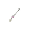 Trendy Jeweled Pearl Belly Ring - Surgical Steel & Sterling Silver Glam