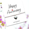 Silver Heart Beaded Bracelet &  Anniversary Message Card