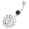 Chic 316L Surgical Steel Jeweled Belly Ring with Sterling Silver Charm