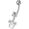 Elegant Silver Crown Jeweled Belly Ring - Trendy Body Jewelry for You!