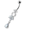 Stunning Jeweled Navel Belly Ring - 316L Steel & Sterling Silver Elegance!