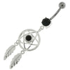 Sparkling Dream Catcher Belly Ring with Jeweled Star & Sterling Silver Charm