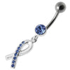 Trendy Jeweled CROSS Belly Ring - Stunning Sterling Silver & Surgical Steel!