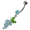 Elegant Jeweled Belly Ring – Fancy Grapes Design in Sterling Silver!