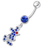 Trendy CZ Silver Belly Ring: Dazzling Dangling Navel Jewelry for Chic Style