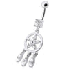 Trendy Sterling Silver Belly Ring - Sparkling Dangling Charm 14g