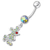 Trendy CZ Silver Belly Ring: Dazzling Dangling Navel Jewelry for Chic Style