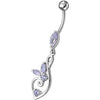 Sparkling Sterling Silver Belly Ring: Elegant Fancy Flower Design