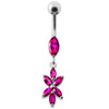 Trendy Sterling Silver Flower Belly Ring - Elegant Body Jewelry!