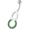 Elegant Pear Jeweled Round Dangling Belly Ring - Sparkle with Style!