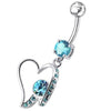 Trendy Jeweled Heart Belly Ring - Stunning 316L Steel & Sterling Silver Charm